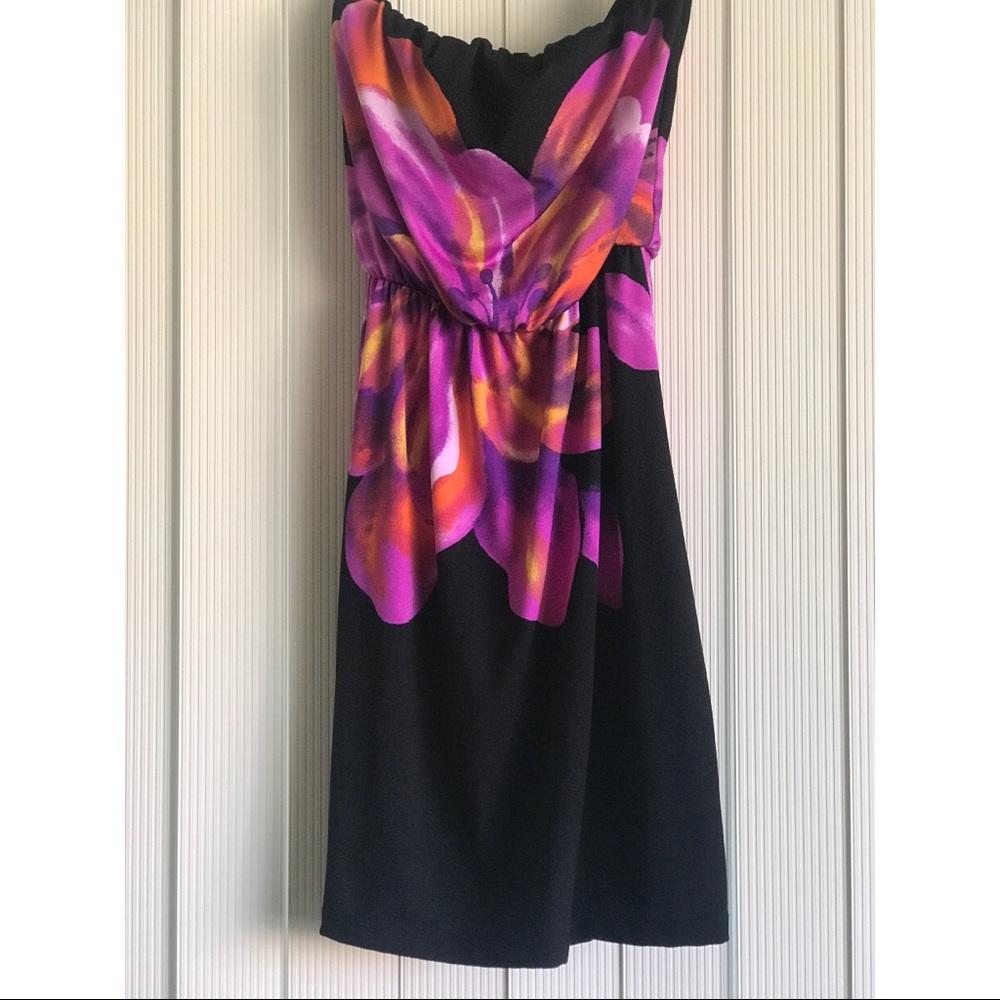 Floral and black shirt/dress.